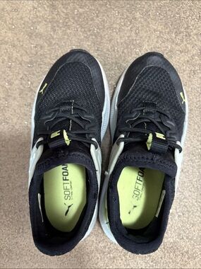 Puma Black & Lime Kids' SoftFoam Slip-On Sneakers size us 12